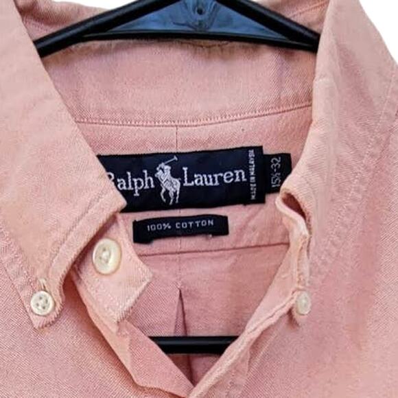 Ralph Lauren Button Up Oxford Shirt Long Sleeve Heathered Pink Men Sz 15 1/2 32 - Picture 5 of 7